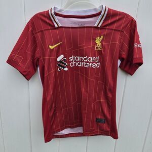 Nike Liverpool Soccer Jersey Red Standard Chartered Dri-Fit Youth Size S